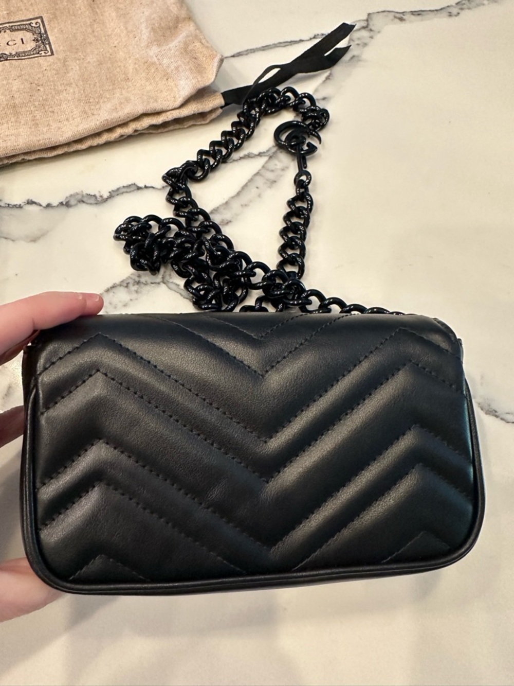 Gucci Black GG Marmont Mini Chain Bag - Picture 5 of 16